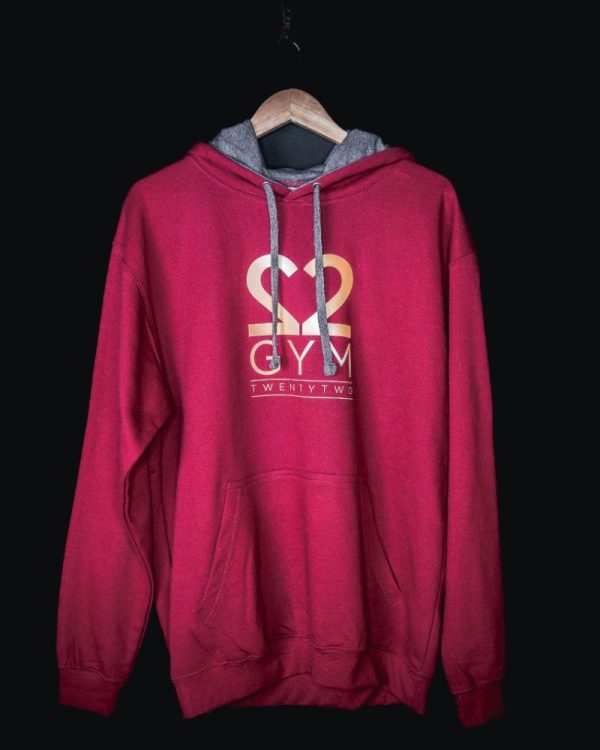 red burgundy gym 22 hoodie